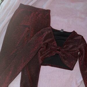 Forever 21 Red Glitter Crop Top